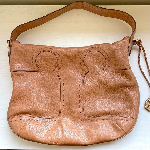Tory Burch Amalie Hobo Tan Leather Shoulder Bag with Crossbody Strap - Picture 5 of 11